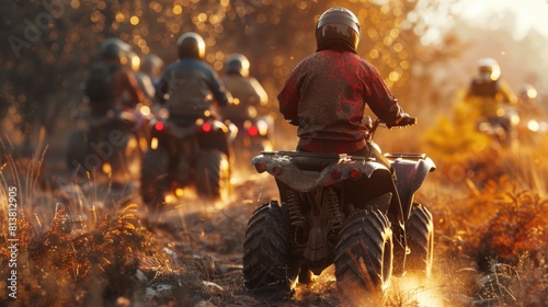 Sunset Adventure: ATV Riders on a Dusty Trail