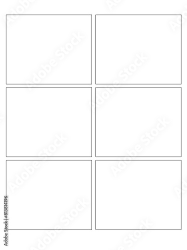 Comic or Manga background, pop art backdrops in frames and panel for mangaka or comic artists. 6 panels comic