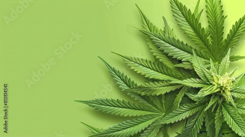 Cannabis leaf in flat design front view herbal medicine theme animation vivid