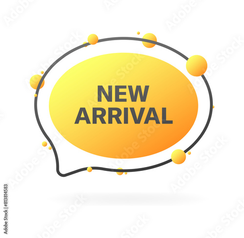 New arrival icon. Speech bubble. Flat style. Vector icon