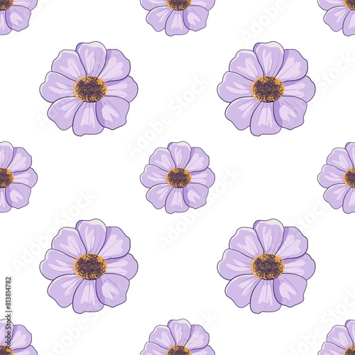 seamless pattern with purple flowers