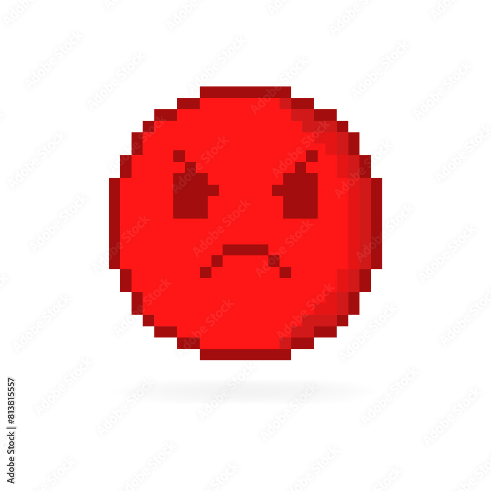 Angry emoticon icon. Red sticker of anger. Flat style. Vector icon Angry emoticon icon. Red sticker of anger. Flat style. Vector icon