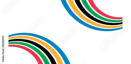 Olympic Games Abstract Background with Olympic Ring Colours. Wavy Olympic Ribbon Backdrop Wallpaper Vector. 