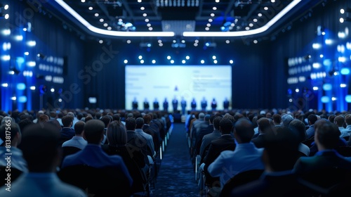 Audience Applauds for Speaker at Tech Conference Auditorium Hall. New Product Launch Start-Up Business Conference. Speaker Presented New Product and Discussed Performance Comparisons. © Антон Сальников