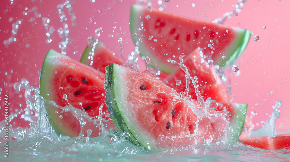 Watermelon With Water Splash