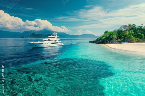 Luxury Yacht Cruising in Tropical Paradise for Exclusive Vacation Ads © Khalis Mustapha