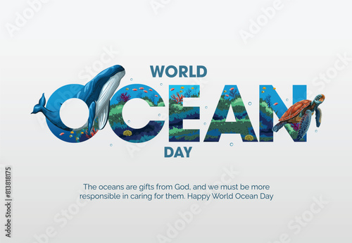 save our oceans. World oceans day design with letter. abstract vector illustration design