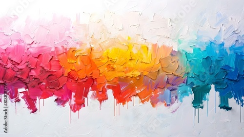 Transformation from White Wall to Vibrant Ombre Artwork: Timelapse Series of Brush Strokes. Concept Artistic Process, Painting Techniques, Creative Transformation, Ombre Design, Timelapse Tutorial photo