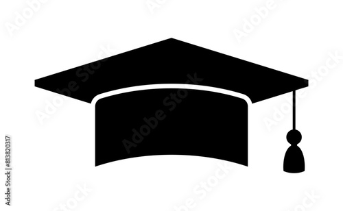 Graduation hat logo. Graduate cap flat sign.