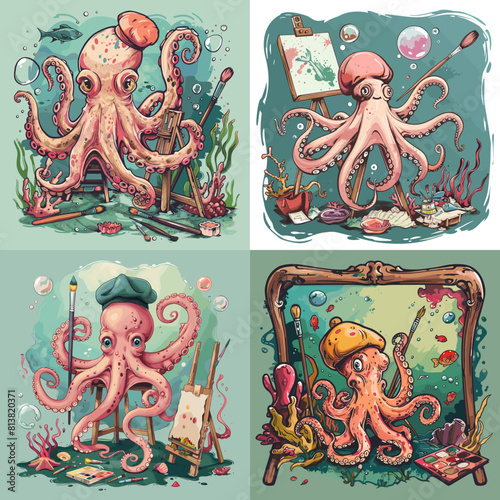 illustration of an octopus painting