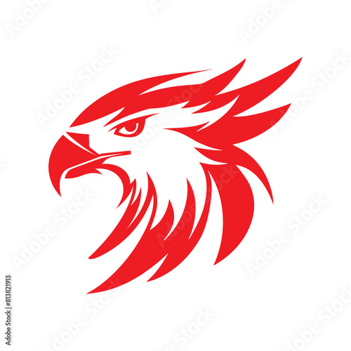 line art Head of School Eagle Mascot Simple Logo illustration facing sideways on white background