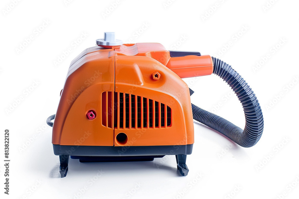 Fototapeta premium A professional-grade electric heater cleaner with a heavy-duty motor and a wide cleaning nozzle isolated on a solid white background.