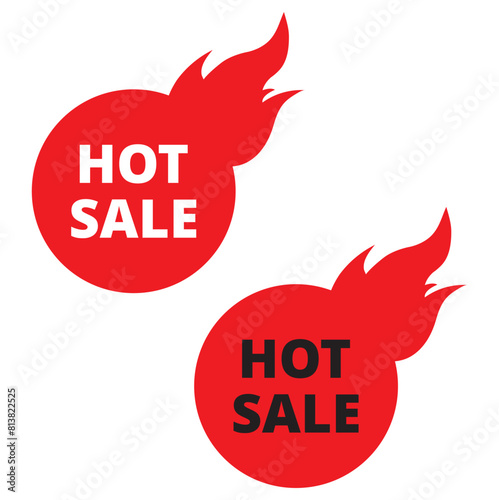 Símbolo de Hot sale con forma de llama. Vector