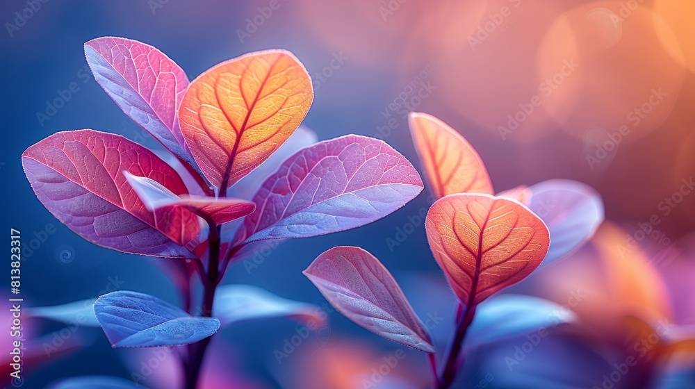 Neon colorful leaves of a tropical plant are growing in the rainforest. Neon colorful leaves of a tropical plant are growing in the rainforest.