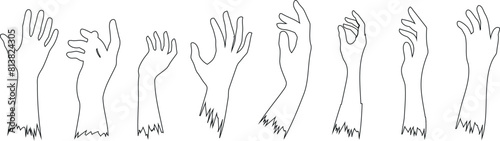  hand reaching line drawing illustration, diverse hands raised, expressing unity, positivity. Perfect for educational materials, social campaigns