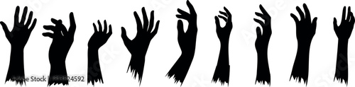 edgy silhouettes of diverse hand gestures isolated on white background, expressing various emotions and signals. Perfect for communication, expression