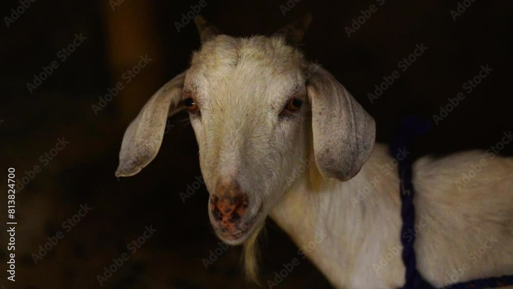 closeup of a goat's face slow motion video closeup of a goat's face slow motion video