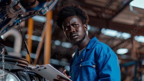 Mechanic Inspecting Car Engine