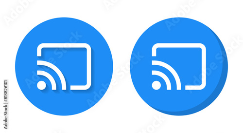 Screen cast, screencast button icon with shadow