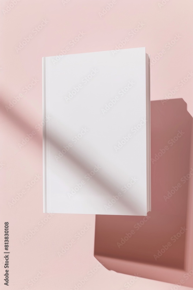 Blank White Book on Pink Background with Soft Shadow Blank White Book on Pink Background with Soft Shadow