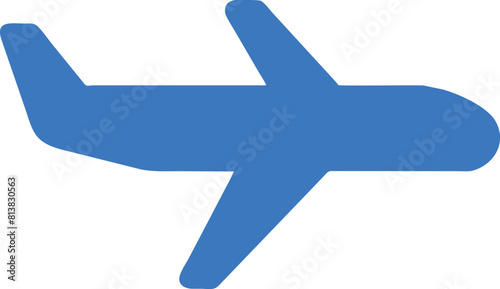 Airplane badge in blue colors. Suitable for travel, air transportation and logistics.
