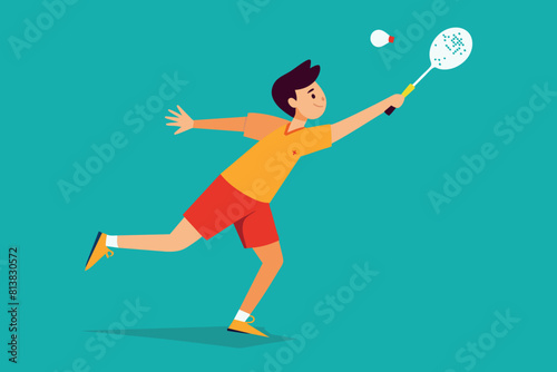sports competitions - bambinton. young people with rackets and shuttlecocks running around the stadium. Games with the aim of winning and achieving goals