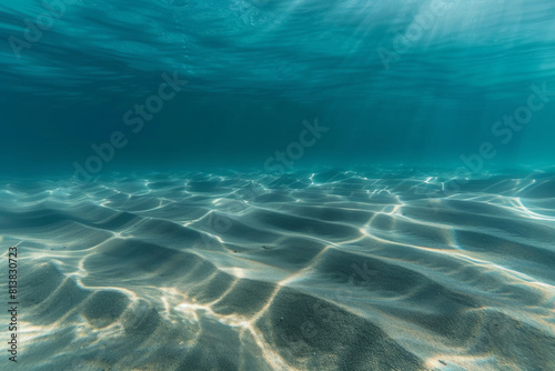 Patterns of sand ripples on the underwater seabed, with their sinuous curves and shifting textures 