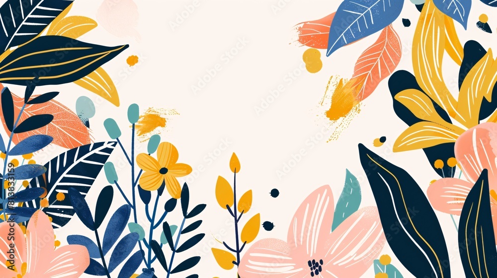 floral backdrop decorated with gorgeous multicolored blooming flowers ...