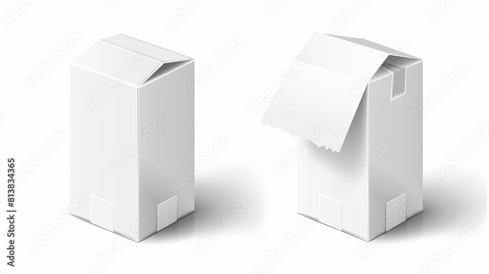 An angle view of a white carton for milk or juice. Modern realistic 3D mockup of a blank white carton for liquid dairy products. An angle view of a white carton for milk or juice. Modern realistic 3D mockup of a blank white carton for liquid dairy products.
