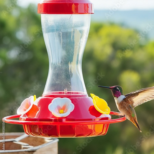 hummingbird feeding on feeder