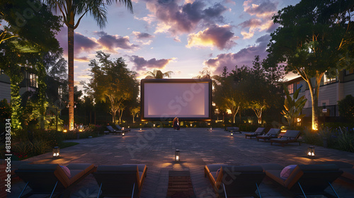 Photo realistic outdoor movie night concept with LGBTQ films and documentaries for community bonding experience photo