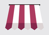 Realistic striped shop sunshade. Store awning. Roof canopy. Shop tent set. Vector illustration