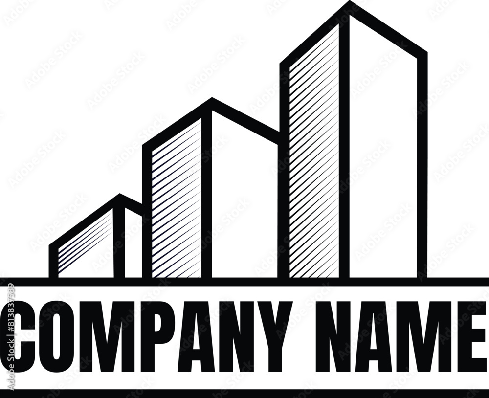 Fototapeta premium Vector illustration logo symbol Building Skyscraper company isolated in a white background.eps