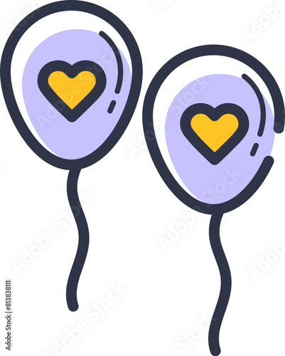 Balloon icon with heart shape design, love and relationship concept