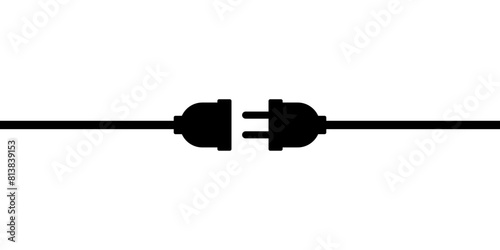 Plug. Electric Plug and Socket. Vector Illustration. Connection and Disconnection Concept. 