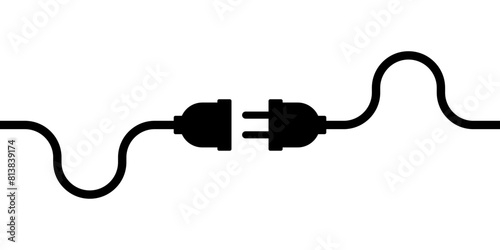 Plug. Electric Plug and Socket. Vector Illustration. Connection and Disconnection Concept. 
