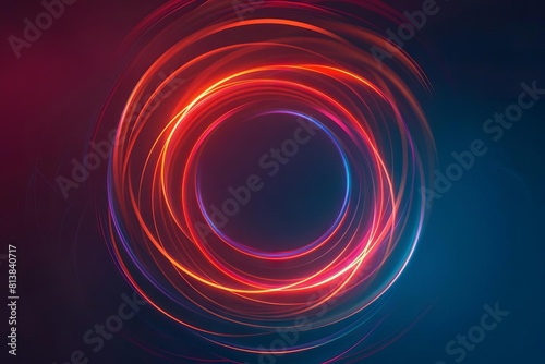 luminous rings concentric glowing neon circles on dark background abstract generative ai illustration