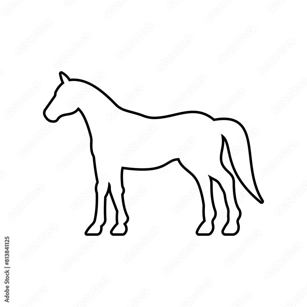 Horse silhouette, outline icon vector. Farm horse icon. Livestock concept. Horse sign on white background. Horse meat sign. Horsemeat illustration. Meat logo Horse silhouette, outline icon vector. Farm horse icon. Livestock concept. Horse sign on white background. Horse meat sign. Horsemeat illustration. Meat logo