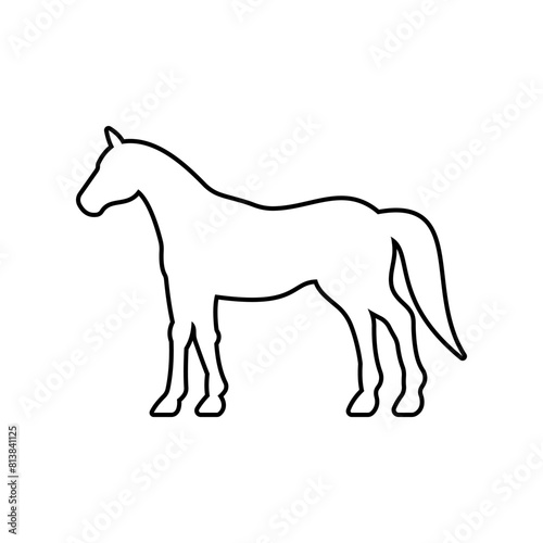 Horse silhouette  outline icon vector. Farm horse icon. Livestock concept. Horse sign on white background. Horse meat sign. Horsemeat illustration. Meat logo