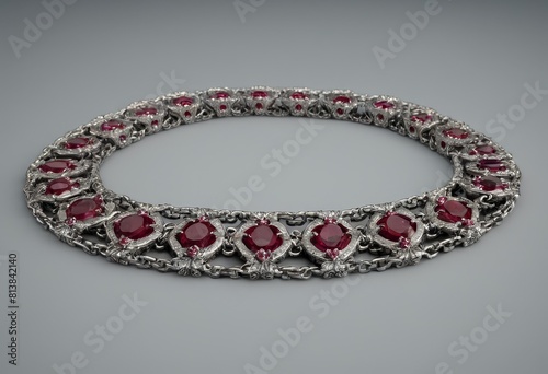 silver chain with rubies