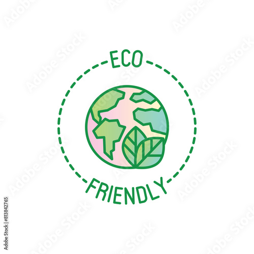 Eco friendly symbol for packaging. Thin line icon with Earth and leaf. Modern vector illustration.
