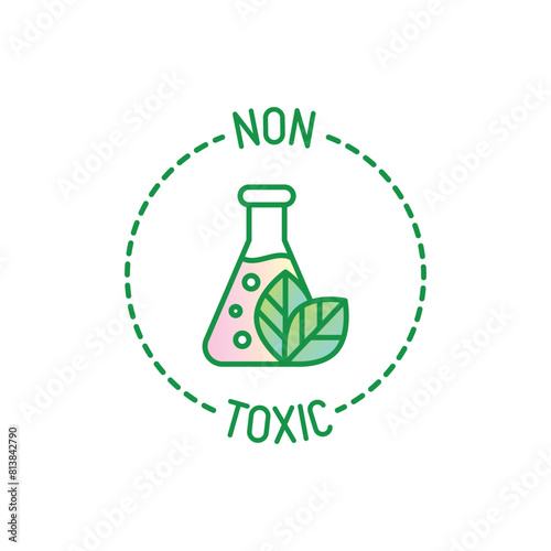 Non toxic symbol. Thin line icon for organic product. Modern vector illustration. (ID: 813842790)