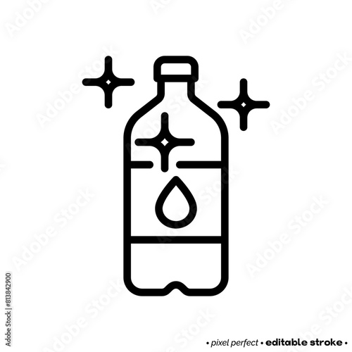 Bottled water thin line icon. Mineral water in plastic bottle. Editable stroke. Vector illustration. (ID: 813842900)