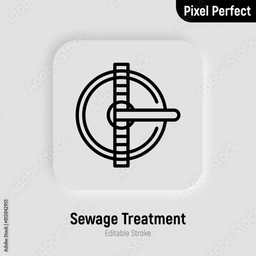 Water sewage treatment thin line icon. Water filtration. Pixel perfect, editable stroke. Vector illustration.