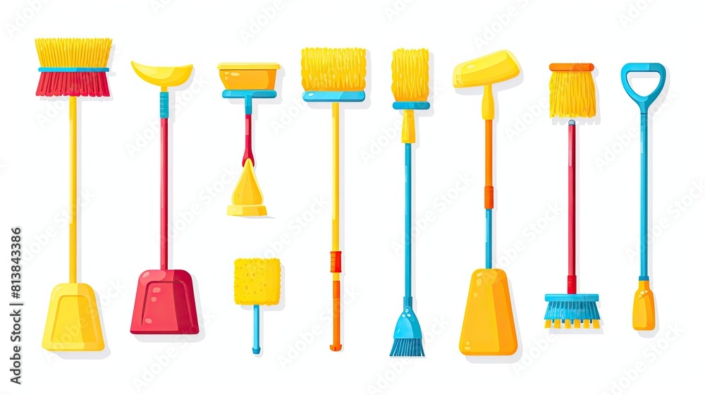Naklejka premium household cleaning products, cleaning brushes