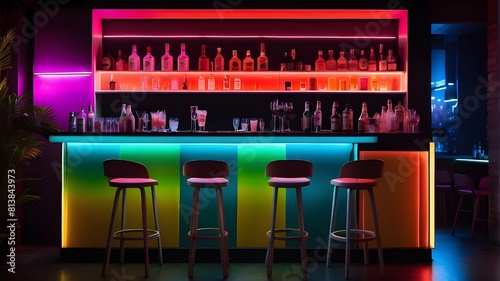 The vividly colored drinks create a striking image as they contrast with the night's dark surroundings.