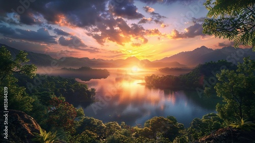 sunset over the lake © usama