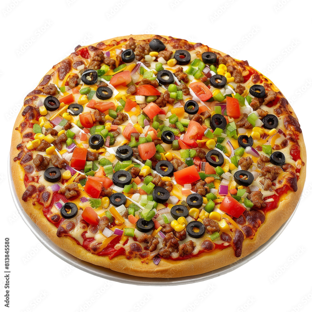 Taco Fiesta pizza isolated on a transparent/png background 