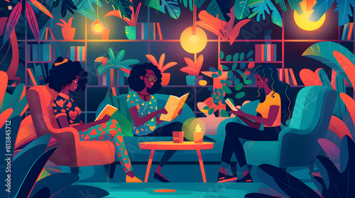 A vibrant flat design icon set for Pride Poetry and Coffee Night, capturing a cozy evening of LGBTQ themed readings and discussions in a local caf?. Perfect for storytelling and ce