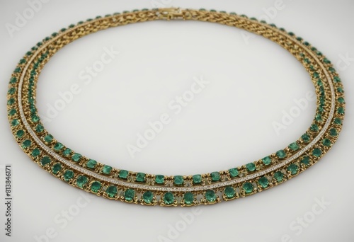 gold chain with emeralds